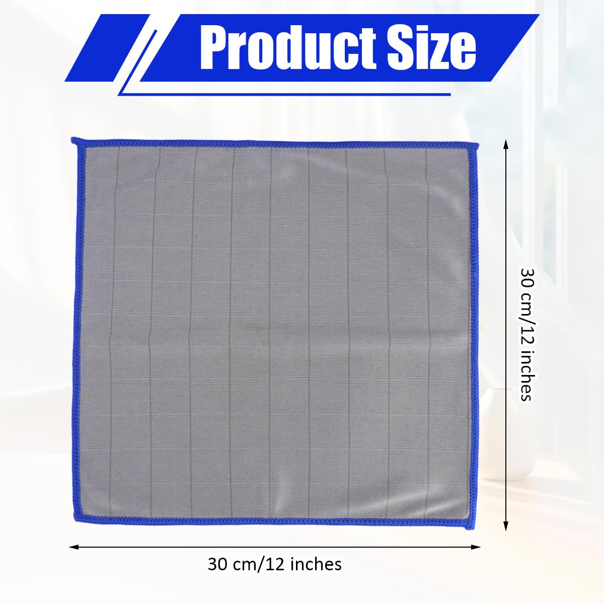 Lavandola Lot De 6 Chiffons Vitres Microfibre Carbone 30x30 Cm – Sans Traces Pour Fenêtres, Miroirs Et Douches