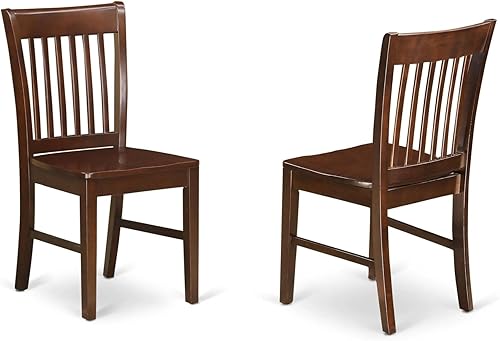 East West Furniture NFC-MAH-W Norfolk Dining Room Chairs - Slat Back Solid Wood Seat Chairs, Set of 2, Mahogany Mahogany,Negro y