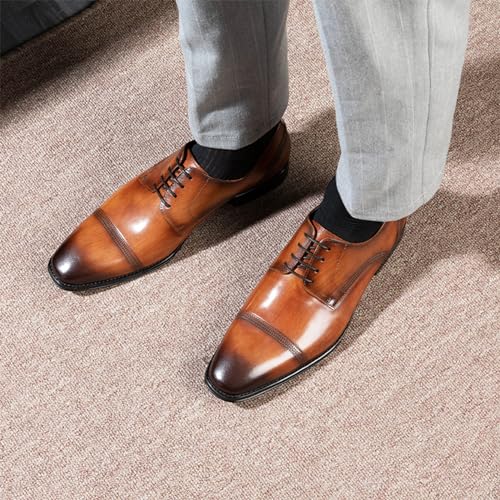 YZABEL Mens Dress Shoes Pointed-Toe Lace-Up Oxfords Shoes Comfort Soft Men Superior Flexural Leather Sneaker Dress Shoes for Men Business Casual Men's Dress Shoes4