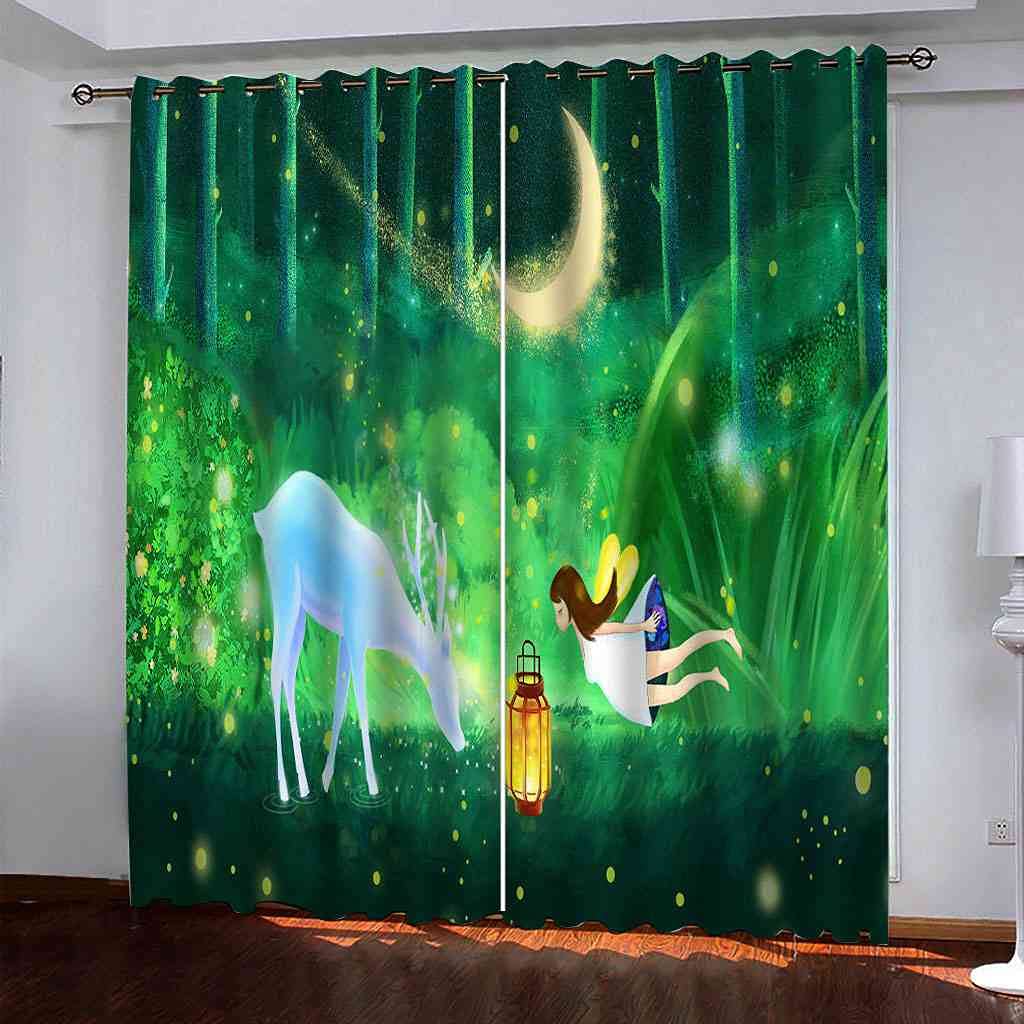 Rideau Salon et Chambre Enfant Motif Dessin Animé Wapiti Ambiance Cocooning