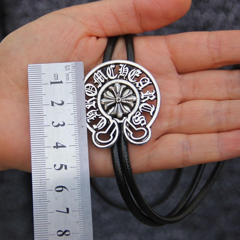 Metal Roman Script Bolo Tie - Western Style Collar Knot, Adjustable Necklace for Men & Women