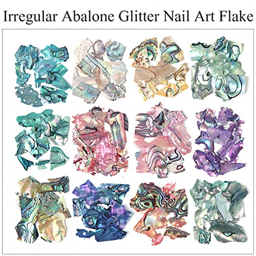 Abalone Seashell Nail Art Slices, Holographic 3D Mermaid Irregular Nail Art Glitter Flakes, Ocean Beach Shell Nail Sequins Supplies For Women Girls Manicure Sparkly Decoration, Diy Resin Nail Art Tips #TOP6