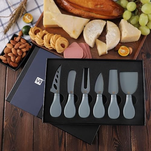 Miniatura 11 de Bonito juego de 6 cuchillos de queso para accesorios de tabla de charcutería, juego de cuchillos de corte de queso recubiertos, regalo para