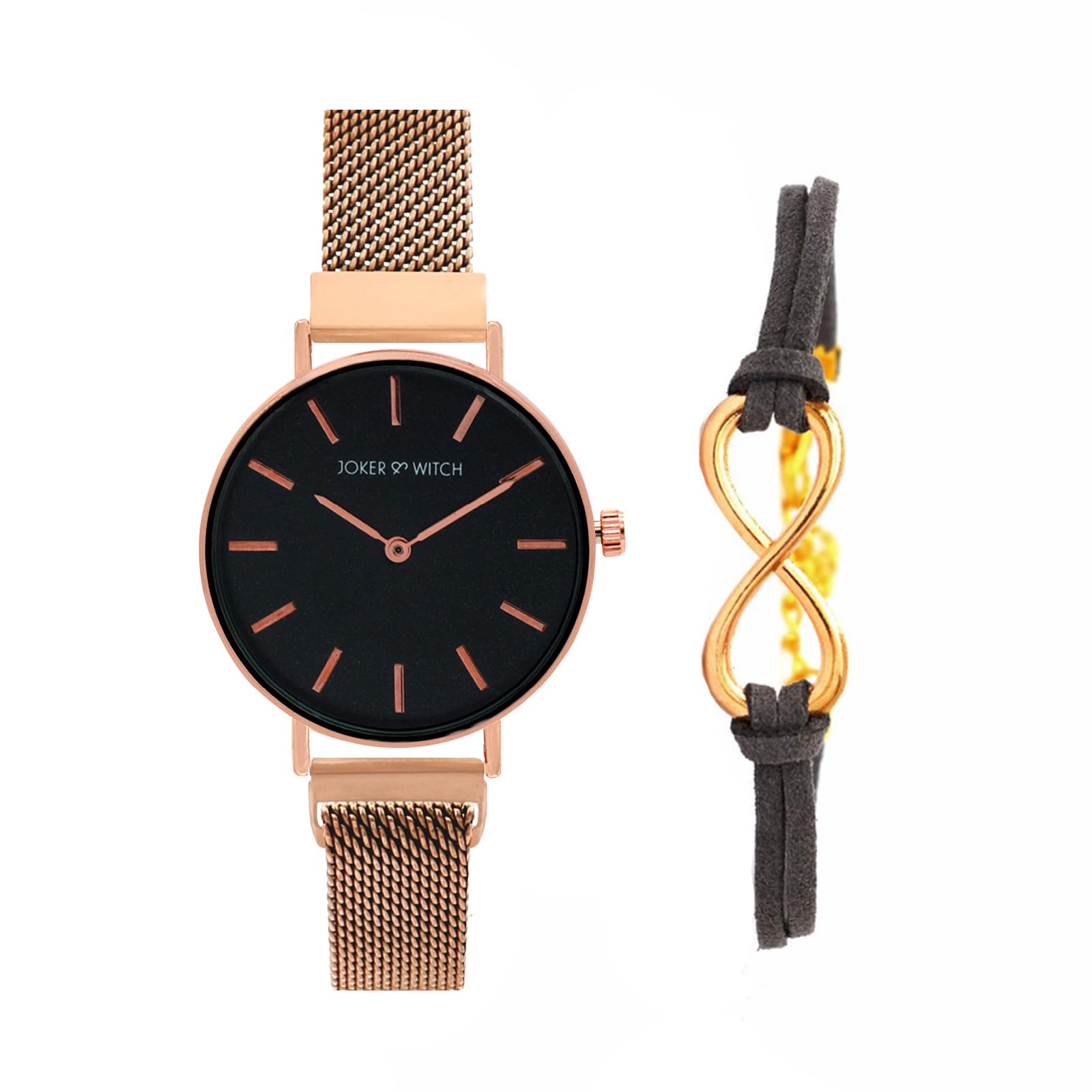 Joker & Witch Stainless Steel Women Abigail Analog Watch Bracelet Stack Combo, Dial Color-Black, Band Color-Rose Gold (B0C7L71HQG) Amazon Price History, Amazon Price Tracker