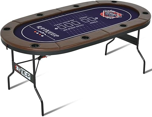 Mesa de póquer plegable, mesas de póquer plegables para 8 jugadores con patas plegables, fieltro de grado casino, rieles acolchados y portavasos,