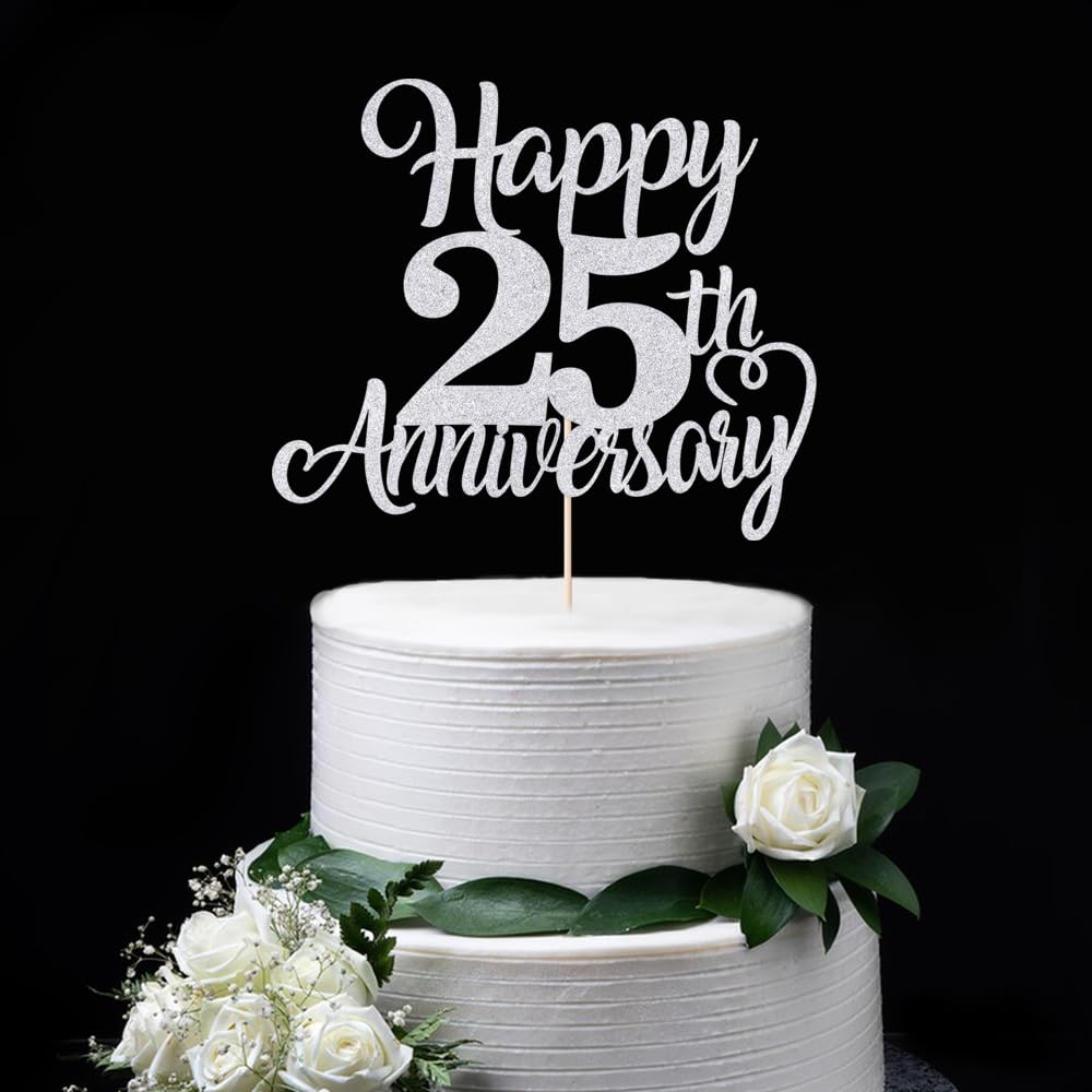 Amazon.com: FmiyunEea Happy 25th Anniversary Cake Toppers