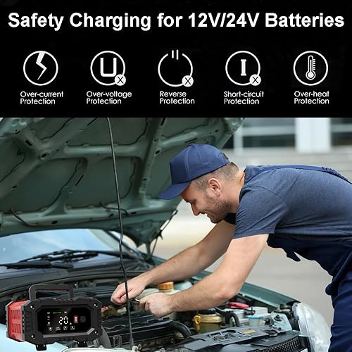 Miniatura 7 de Cargador de batería de coche de 20 amperios, LiFePO4 de 12V20A y 24V10A, plomo ácido (AGMGelSLA), cargador inteligente automático de goteo