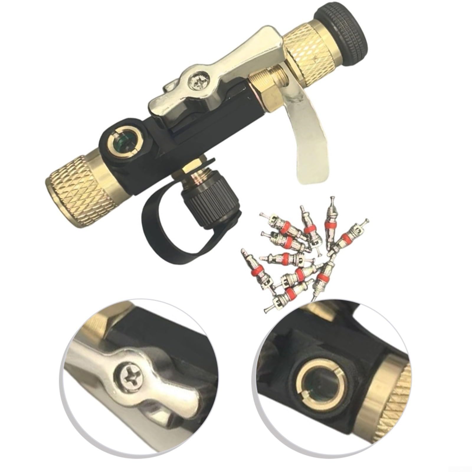 Herramienta de extracción de núcleo de válvula HVAC de 1/4 pulgadas, válvula doble con vidrio de visión, aleación de cobre magnética para sistemas R22/, kit de desmontaje eficiente con 10
