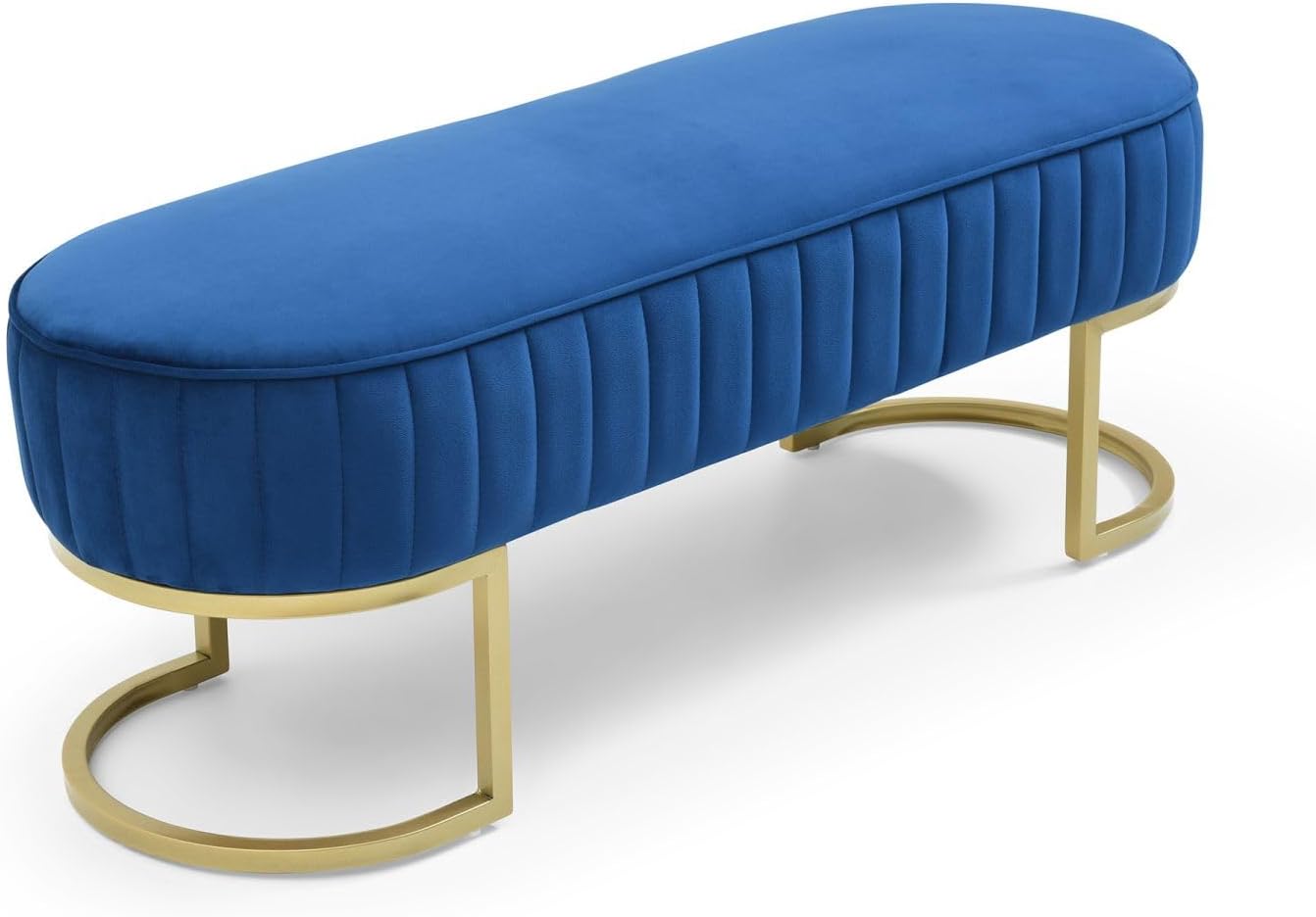 blue velvet bedroom bench in living room setup