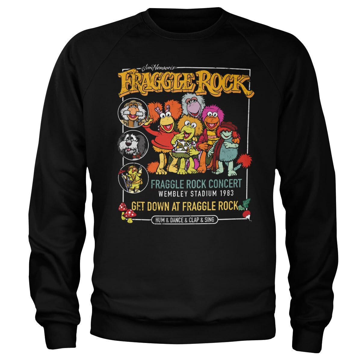 Fraggle Rock Officially Licensed Concert Sweatshirt (Black), XX-Large