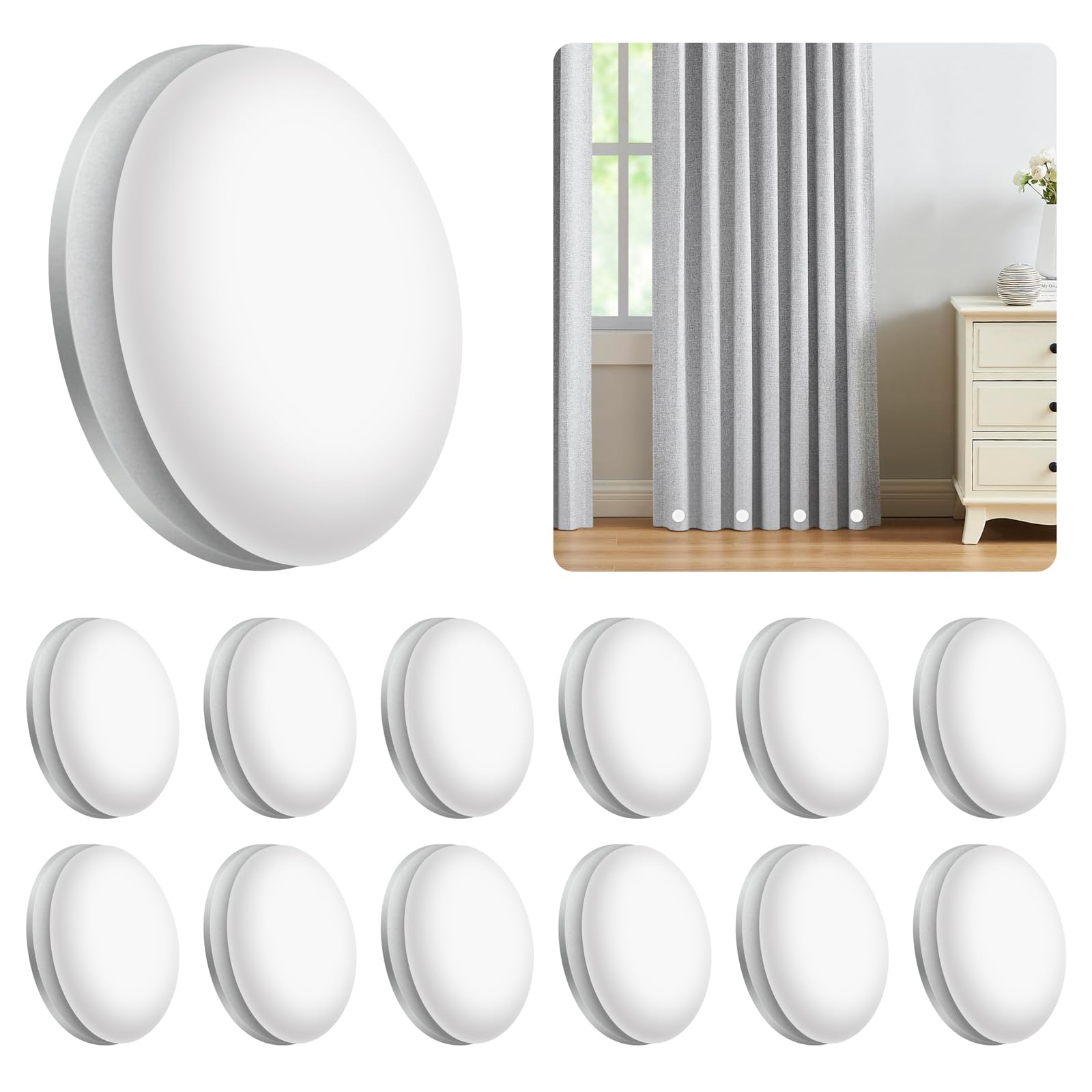 12 Pares Pesos para Cortinas, Pesos de Cortina Magnéticos, Pesos de Cortina, Cortina de Ducha, Pesas Magnéticas para Cortinas, Redonda Pesos Mantel, Adecuado para Cortinas Baño, Cortinas Puertas
