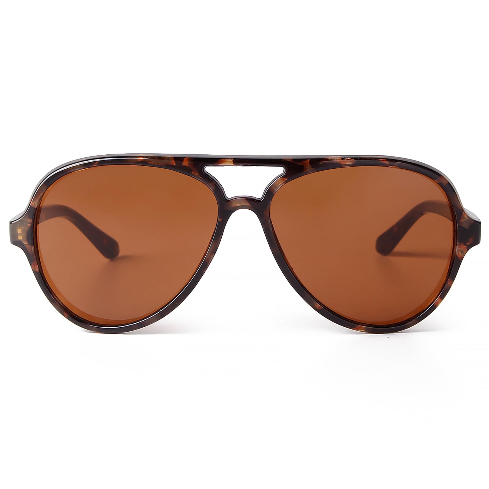 SORVINOOversized Aviator Sunglasses for Women Men 70s Retro Double Bridge Glasses Trendy Black Blue Shades