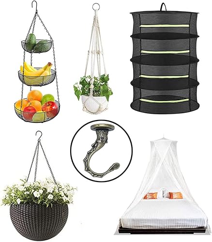 Miniatura 2 de 5 juegos de ganchos de techo de alta resistencia con accesorios para colgar plantas, instalación de techo, fijación de pared con cavidades (5 juegos