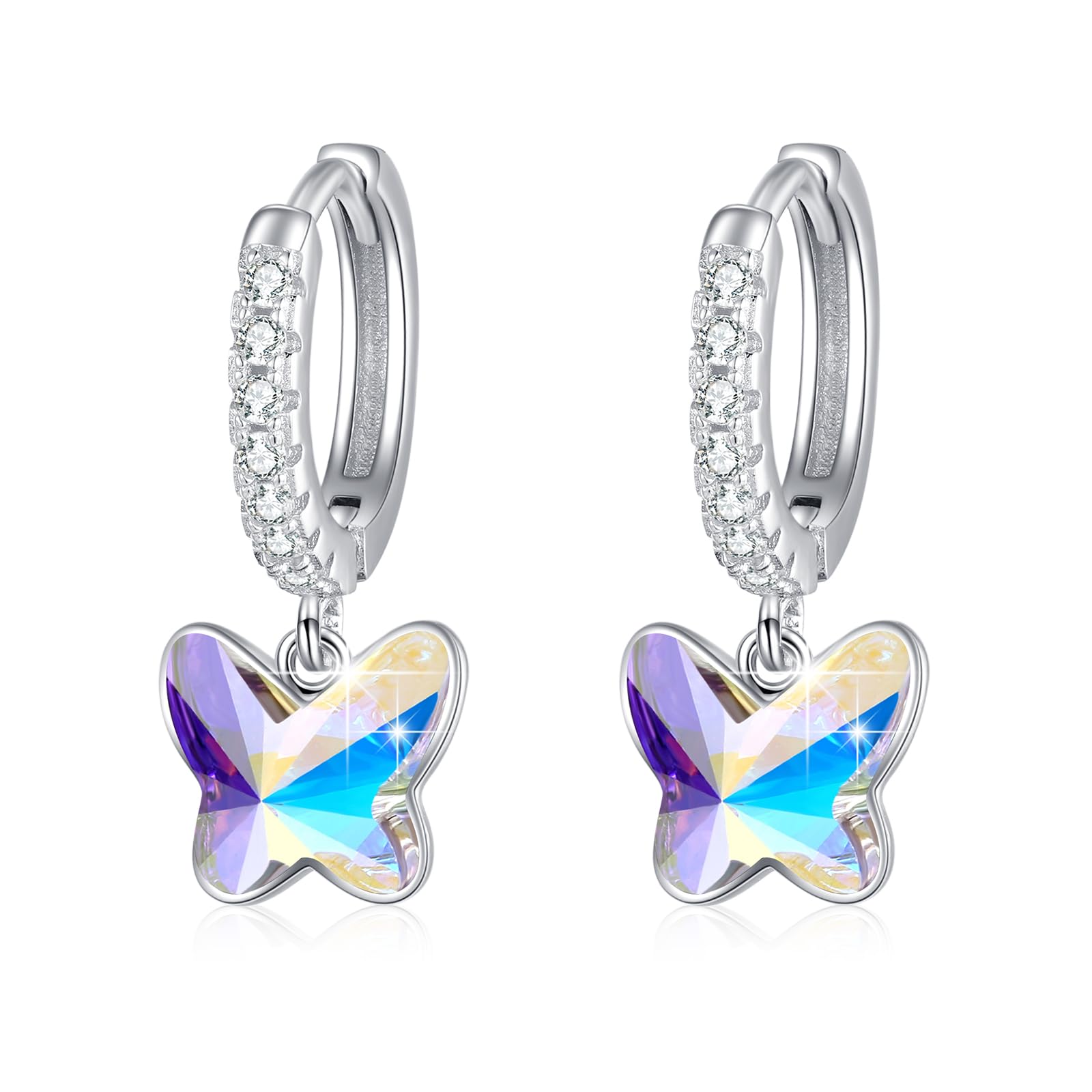 MEDWISE Collar de plata de ley con diseño de mariposa y pendientes con colgante de mariposa infinita, regalo para mujeres y niñas