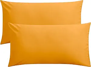 FLXXIE 2 Pack Microfiber King Pillow Cases, 1800 Super Soft Pillowcases with Envelope Closure, Wrinkle, Fade and Stain Resistant Pillow Covers, 20x36, Ginger Yellow