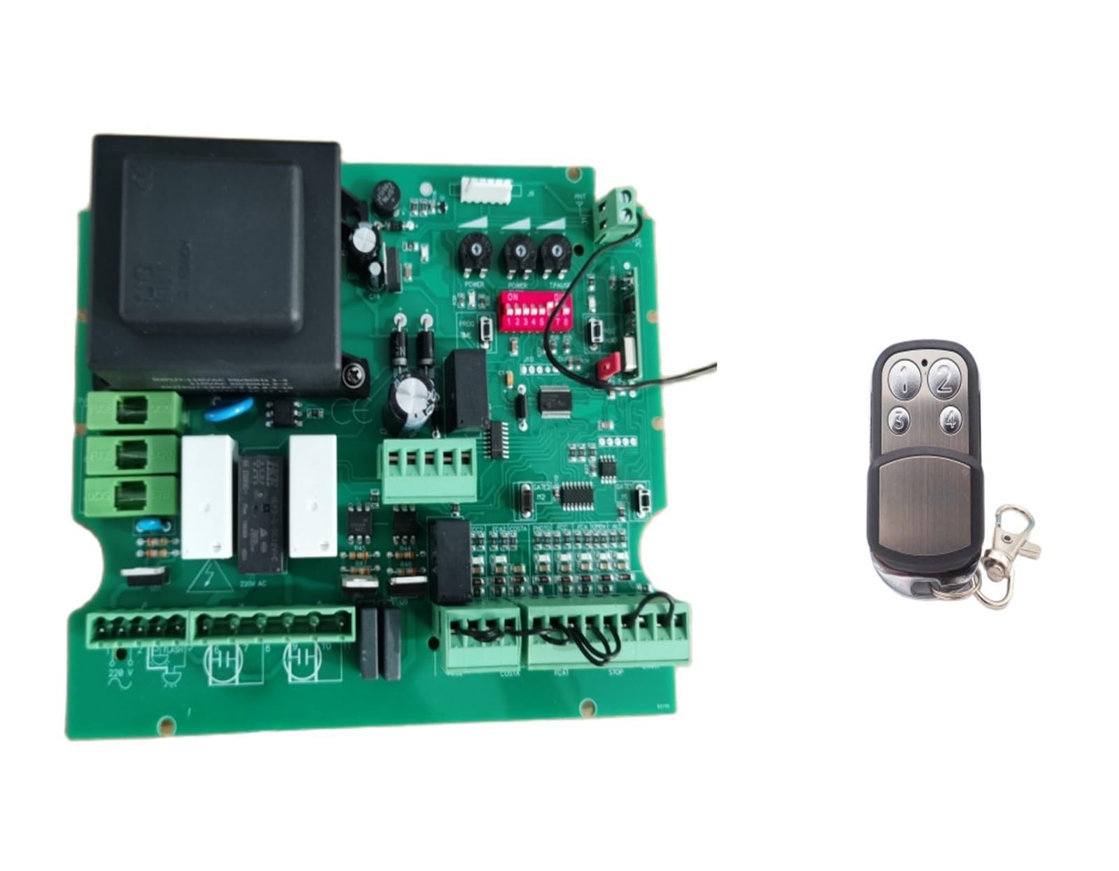 Swing/Sliding Gate PCB 220v AC 433 Mhz NC Model for Double Motor Swing/Sliding Gate Motor Circuit Board(220V Board 1 Remote)