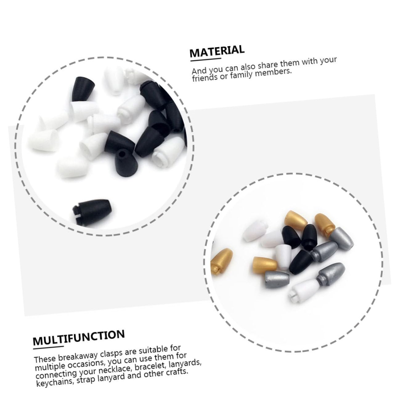 DOITOOL 800 Piezas Broches de Seguridad Plásticos para Cuerdas Conectores de Hebilla DIY Accesorios para Pulseras y Collares Resistente y Duradero de Negros y