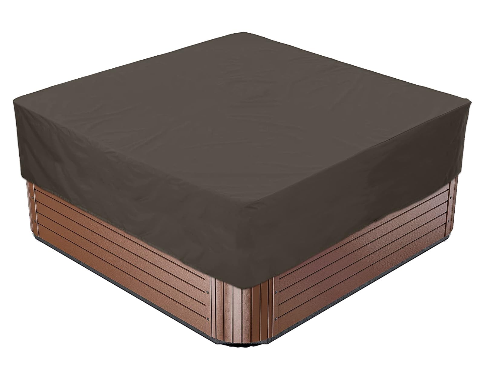 BaCover Square Hot Tub Cover, 210D Oxford Waterproof Dustproof SPA Cover Protector Outdoor Furniture Covers for Hot Tub,Coffee,239x239x50cm