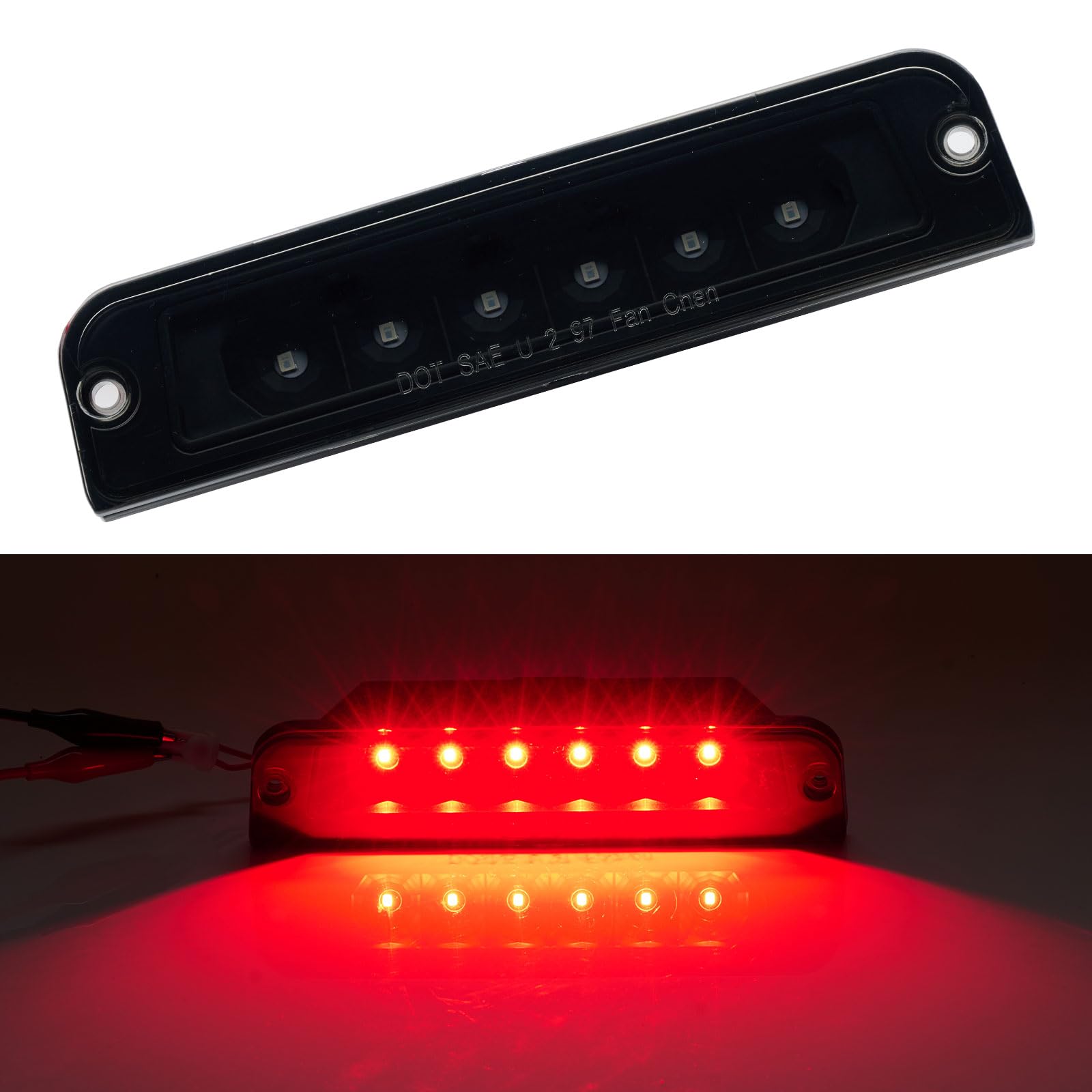 Third 3rd Brake Light LED for 1997-2006 Jeep Wrangler, High Mount Rear Brake Lights Assembly for 97-06 Wrangler TJ, Waterproof Center Cab Lamp Stop Light