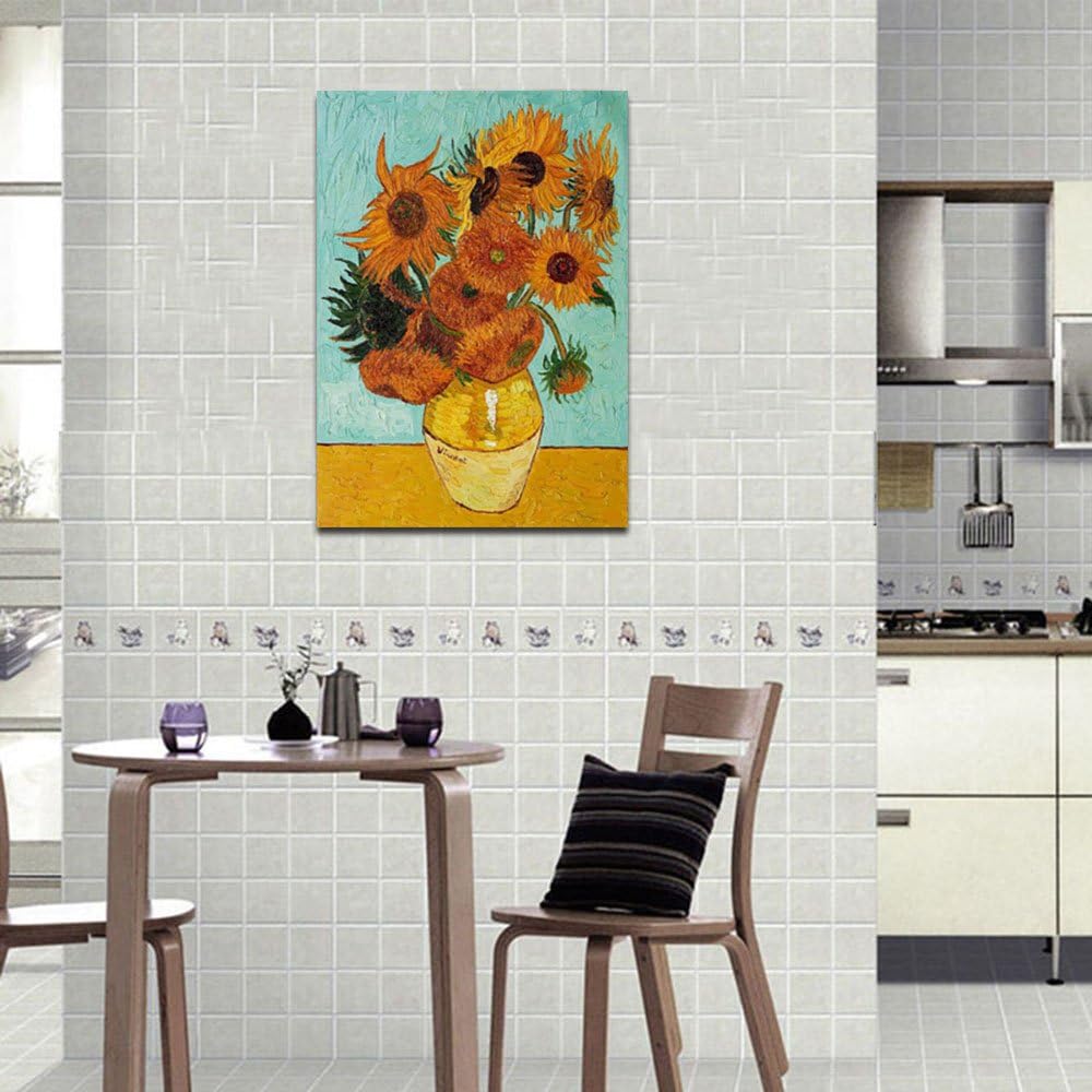 Wieco Art - Girasole di Vincent Van Gogh Riproduzione di dipinti a olio grandi e moderni stampe su tela floreale giclée opere d'arte su tela da parete per camera da letto decorazioni per la casa L