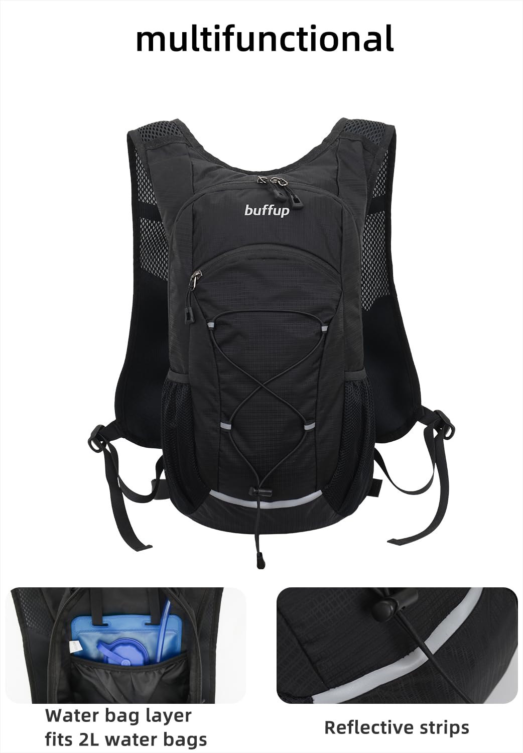 Sac à dos léger de randonnée 15L, petit sac à dos pour vélo, sac d’hydratation, adapté au speedhiking, au VTT, au ski et aux sports de plein air.