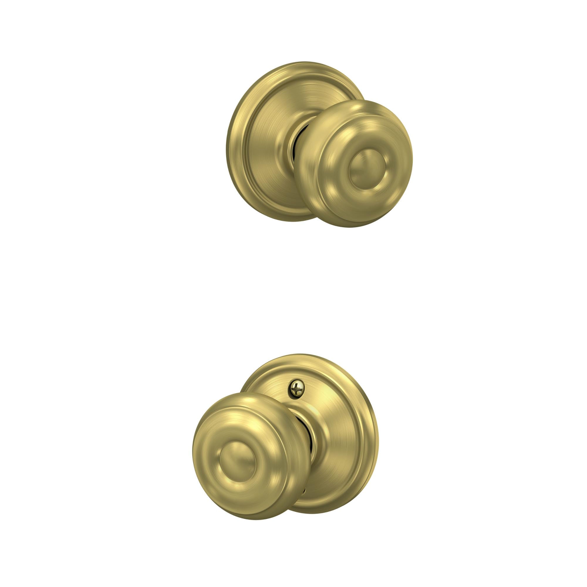 SCHLAGE F10 GEO 608 Georgian Knob Hall and Closet, Satin Brass