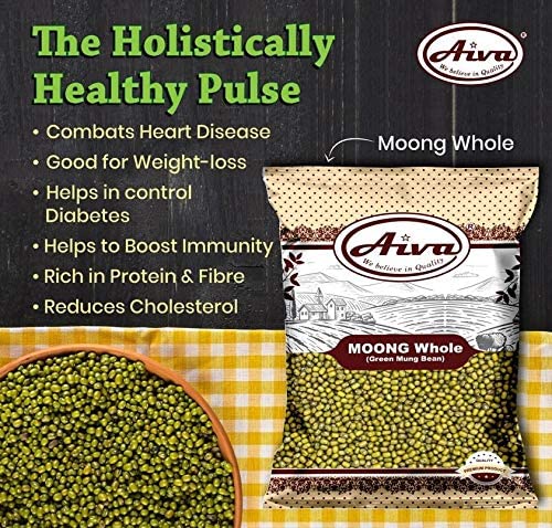 Miniatura 7 de Aiva Green Moong Entero (frijoles Mung)  Moong Green Gram Bulk  Bolsa de 4 libras para sopas, ensaladas, curry, brotes y cocina