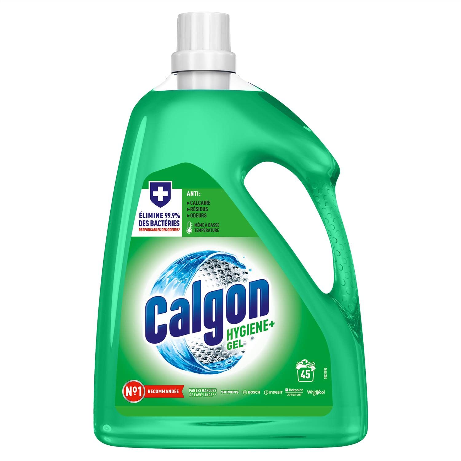 CALGON Lot de 2 Gels Hygiène Plus Anticalcaire Nettoyant pour Lave-linge - 2,25L