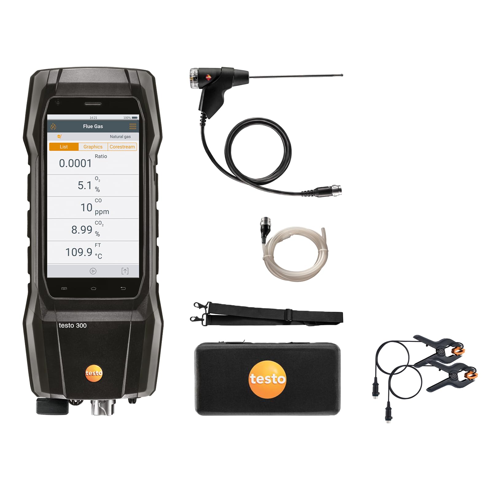 testo Kit avanzado de analizador de gases de combustión más de 300