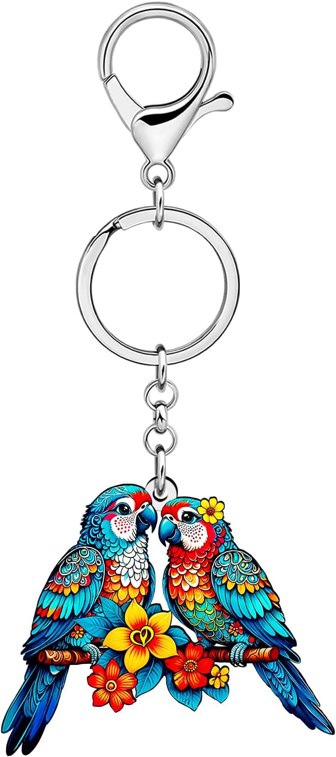 Acrylic Cute Hawaiian Tropical Parrot Keychain Accessories Bird Gifts for Bird Lovers Women Girls Backpack Bag Charm image 3