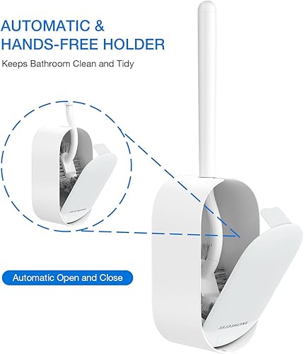 Miniatura 3 de Cepillo y soporte para inodoro OSCIOSS con diseño ergonómico, tamaño compacto, cerdas duraderas, cepillos de inodoro y soportes para limpieza de