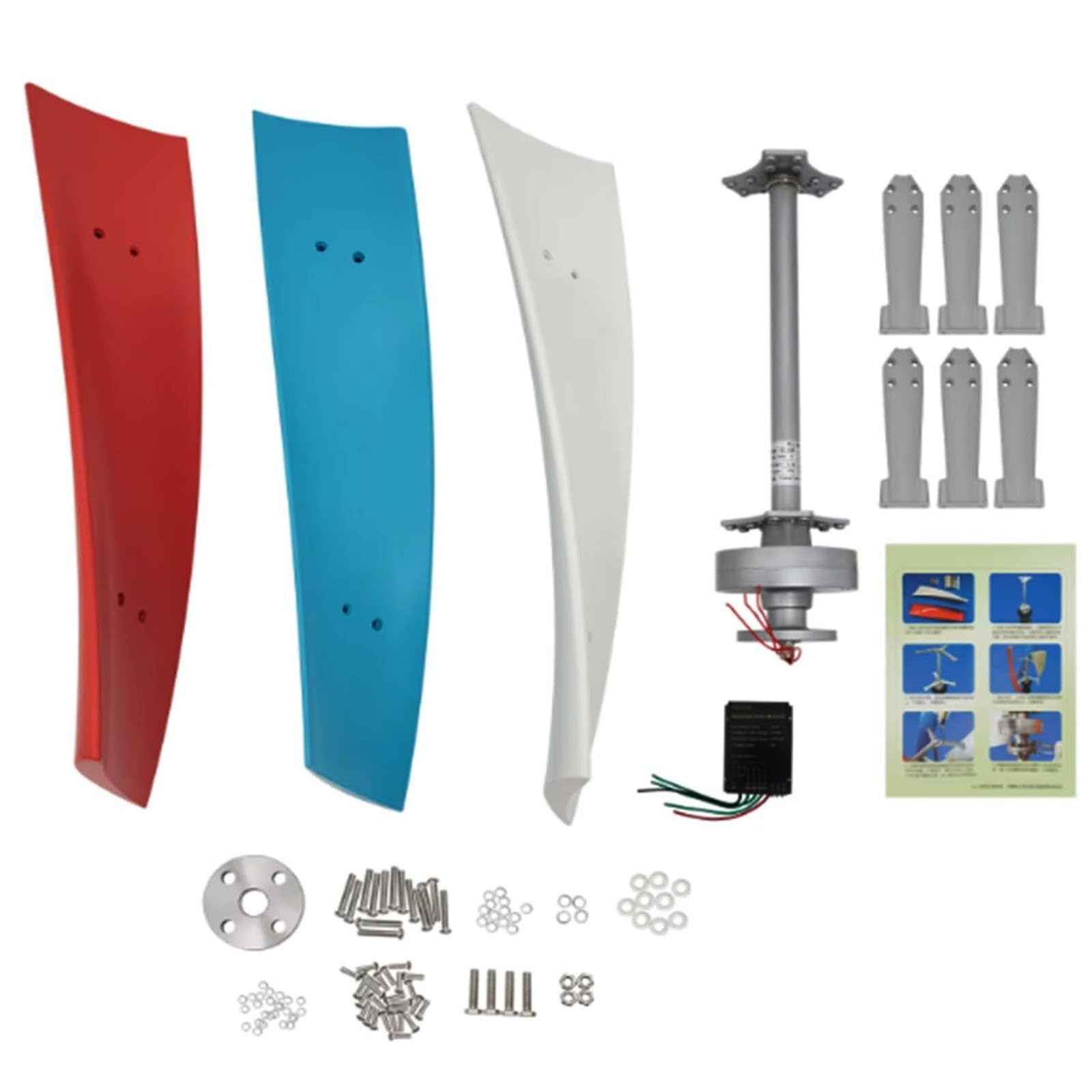 6000W Windturbine Vertikaler Windgenerator Bausatz mit Controller | 12V-220V Windkraftgenerator für Marine, Zuhause, Windmühlengenerator geeignet für hybrides Solar-Wind-System