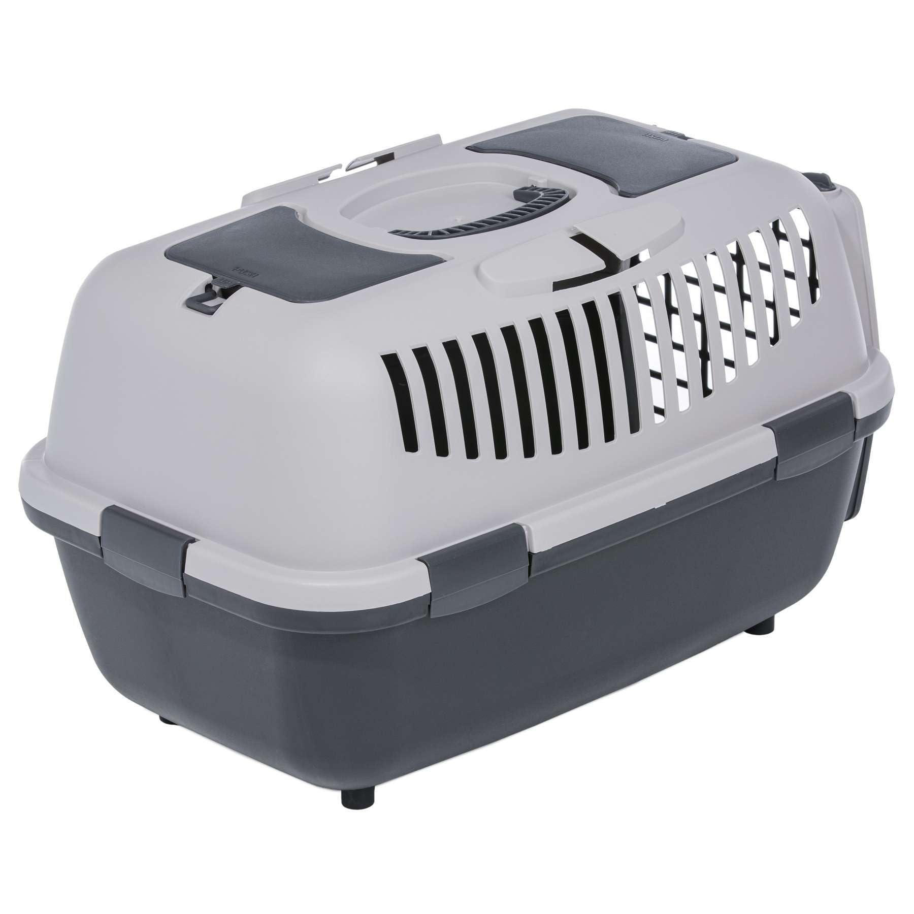Trasportino per cani e gatti, grigio chiaro, grigio scuro, 58,5 x 37 x 38 cm
