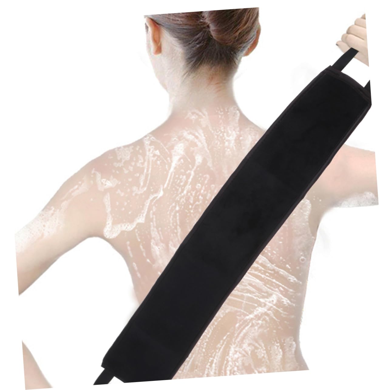 4piezas Bronceador y Toalla De Frotar Espalda Banda Exfoliante Para Playa Color Negro Mediano