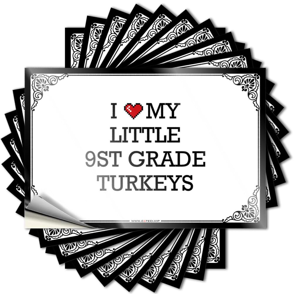 Fzfn Men's Colour I Love My Little 9St Grade Turkeys Restroom Accessories Coffee - Decal Hard Waterproof Decal(12X18cm)