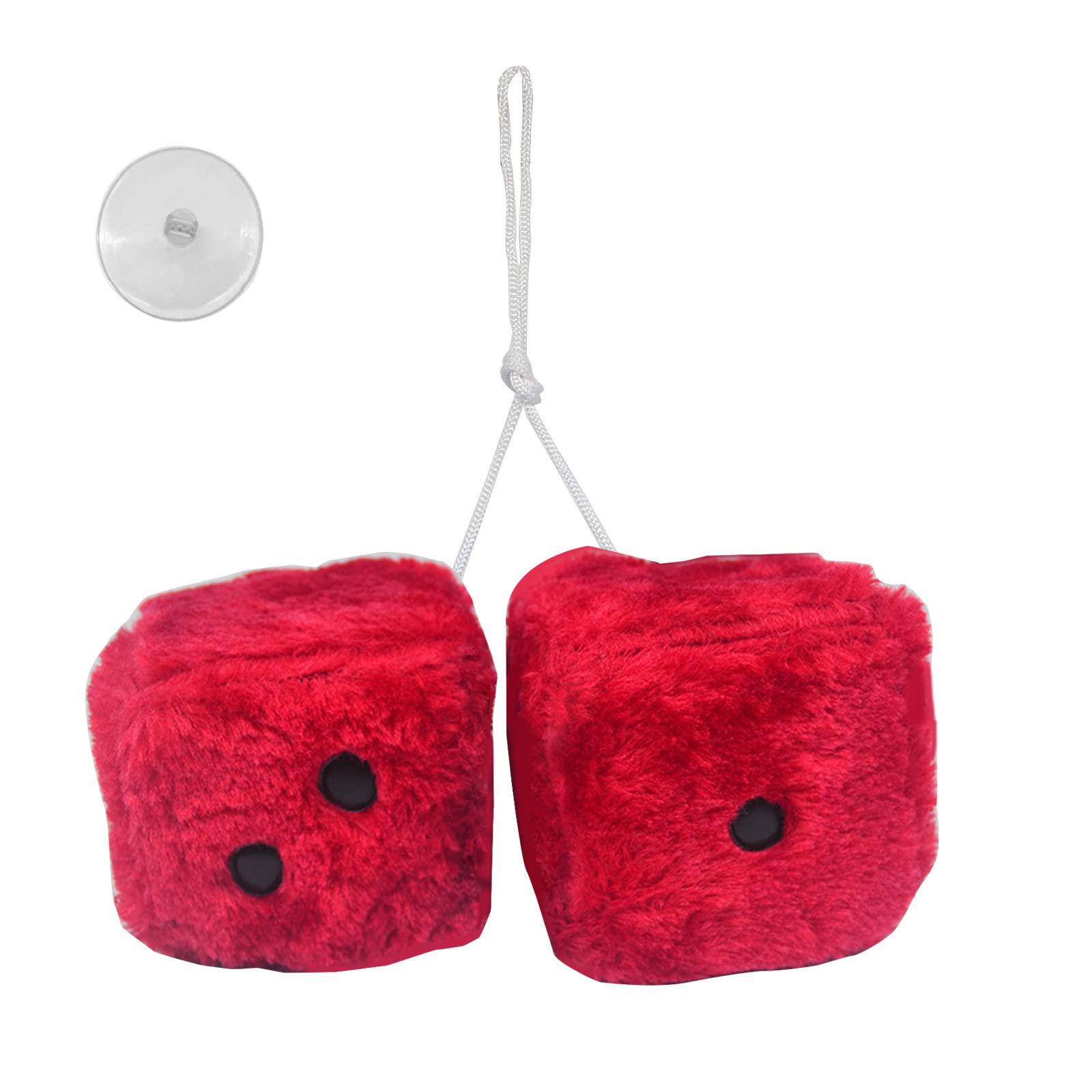 Hanging Dice 3-inch Retro Square Hanging Couple Fuzzy Plush Dice with Dots for Car Interior Ornament Decorations Plush for Car