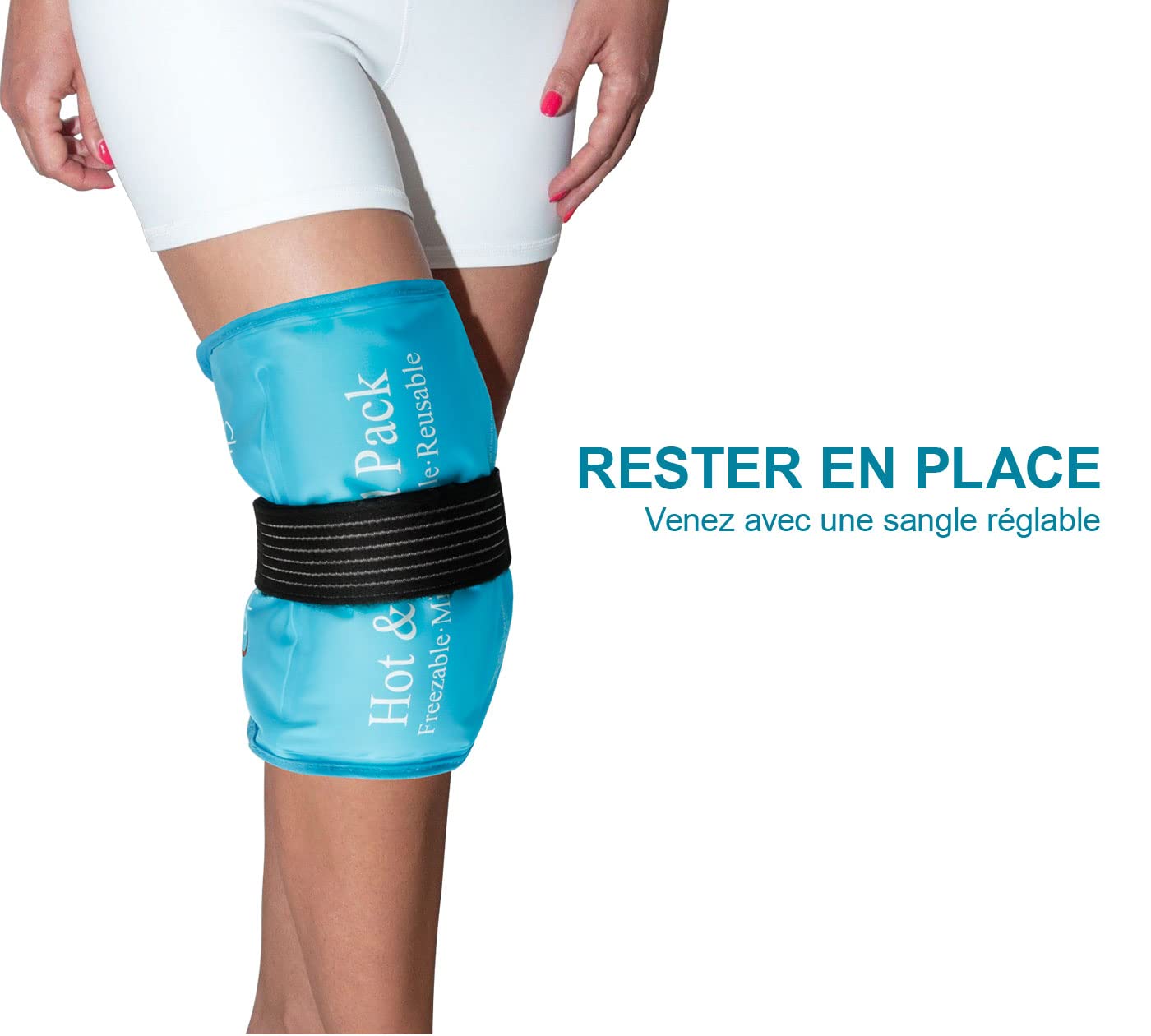 Comfytemp Poche de Glace Réutilisable 27x37cm, Lot de Gel avec Sangle pour Soulager la Douleur, Épaules, Genou, Pied, Coude, Compresses Chaudes et Froides pour Entorses, Gonflements, Ecchymoses