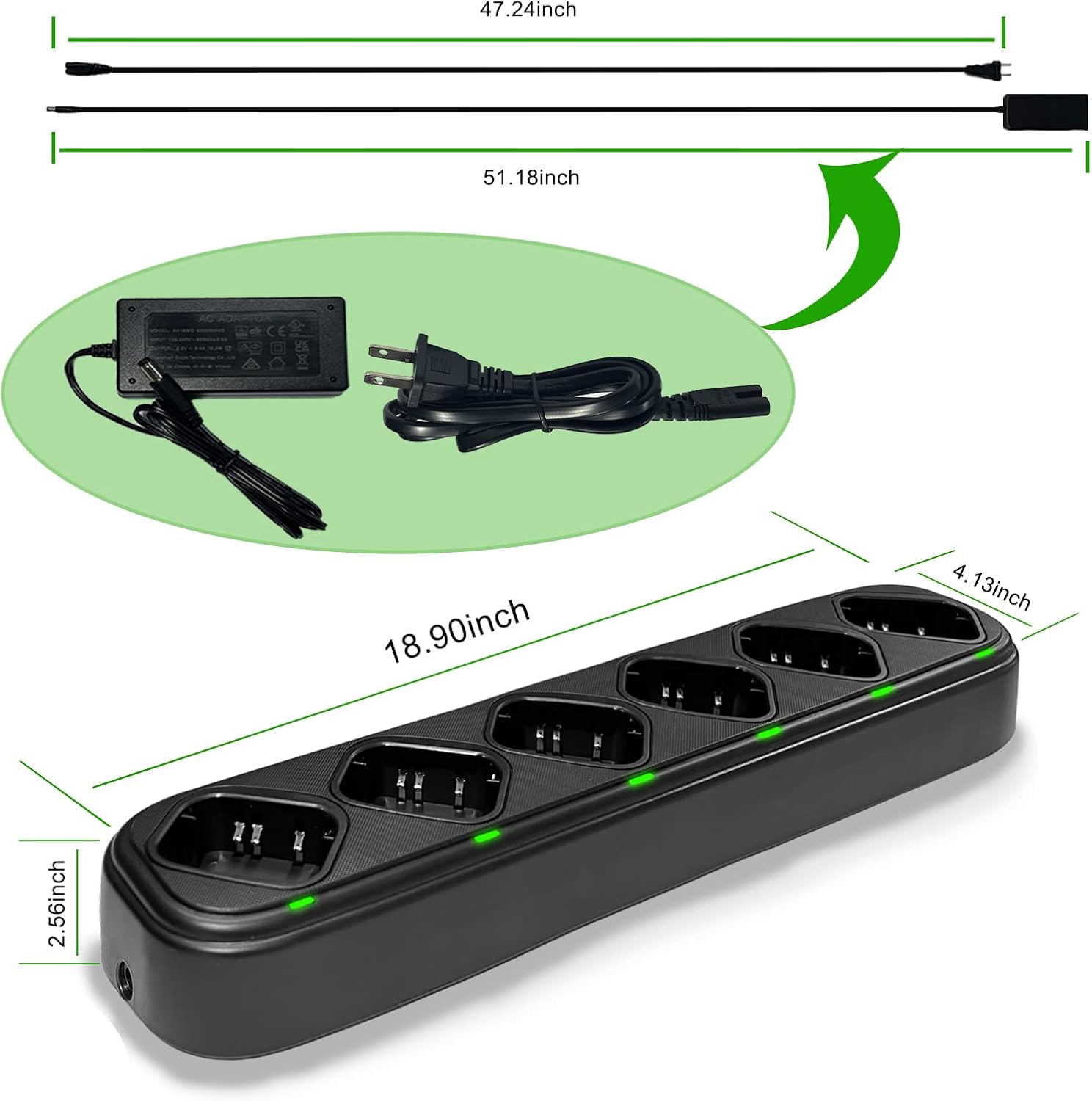 SAMCOM FPCN10A 6 Way Charger Battery Gang Charger for FPCN10A Two Way Radios Walkie Talkies for Adults, Six Way Charging Base Bulk Bank with Power Adapter (Radios Not Included)