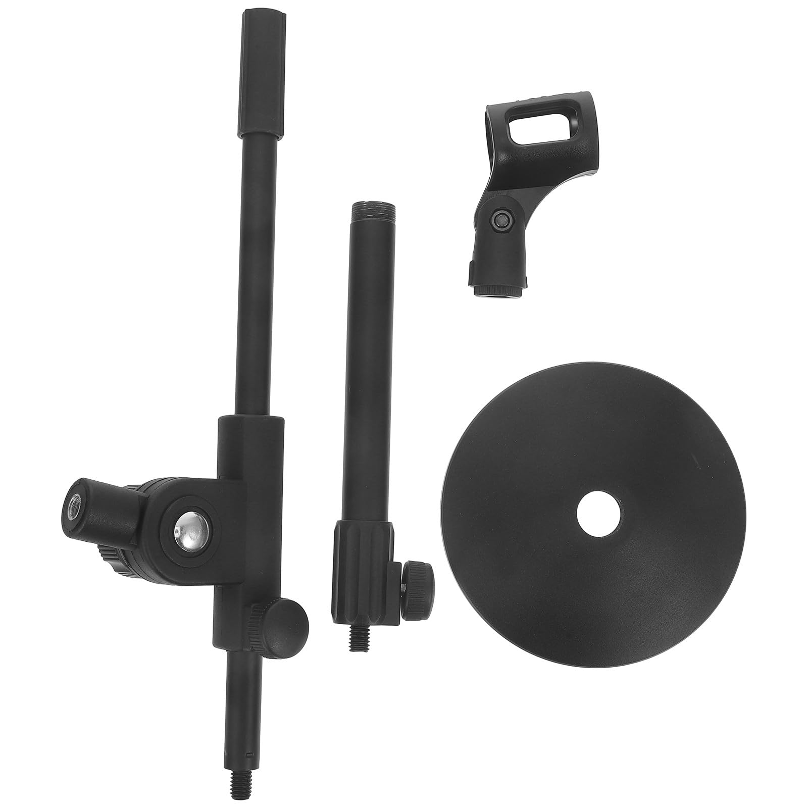 Soporte para Micrófono de Escritorio Ajustable de Hierro Negro | Brazo Regulable, Base Redonda, Estabilidad Mejorada para Mesa, Diseño Compacto con Altura Ajustable