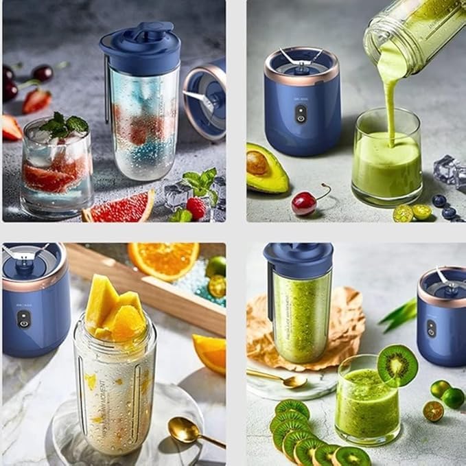 Image of Portable Juicer with Shaker Juicer, Safety Sensor 6 Blade USB Rechargeable Blender Bottle Machine for Fruit Blender, Protein Shaker Bottle, Sports, Travel, Gym (Multicolor)