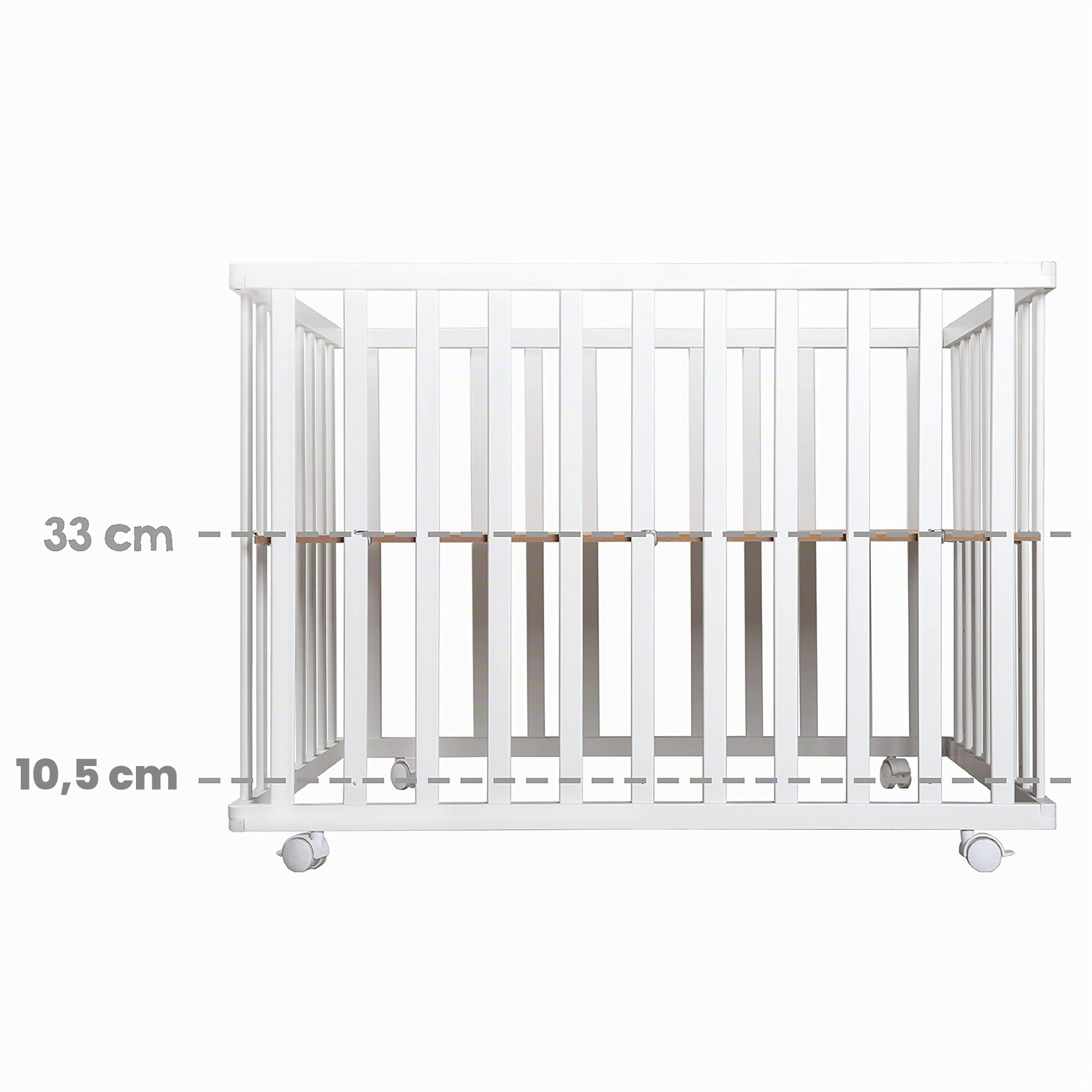 roba Parc Pliant en Bois - Aire de Jeux 74x100 cm - Parc Pliable Rectangulaire peu Encombrant - Roulettes Incluses - Bicolore