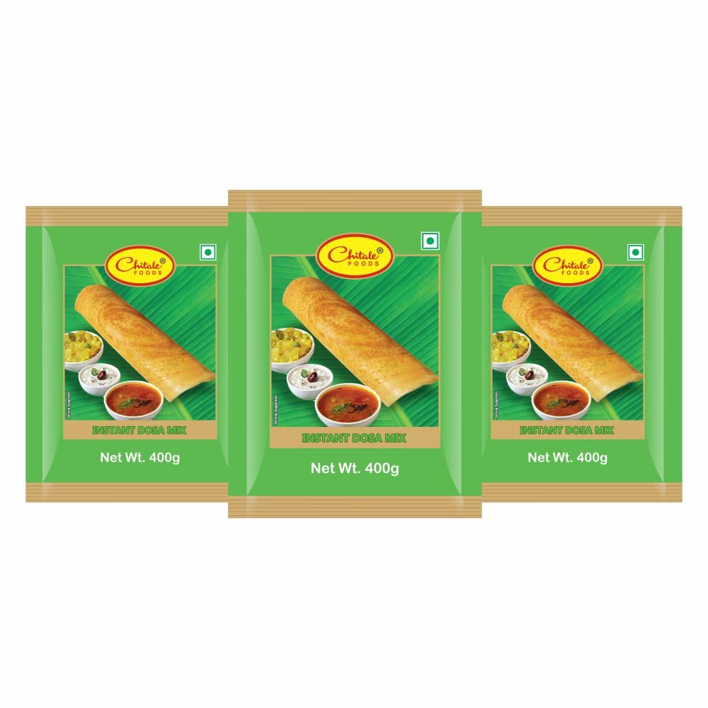 Chitale Dairy Instant Dosa Mix | Crispy & Delicious South Indian Breakfast | 400g Each – Pack of 3 | Quick & Easy to Prepare | Authentic Taste | No Preservatives | Vegetarian