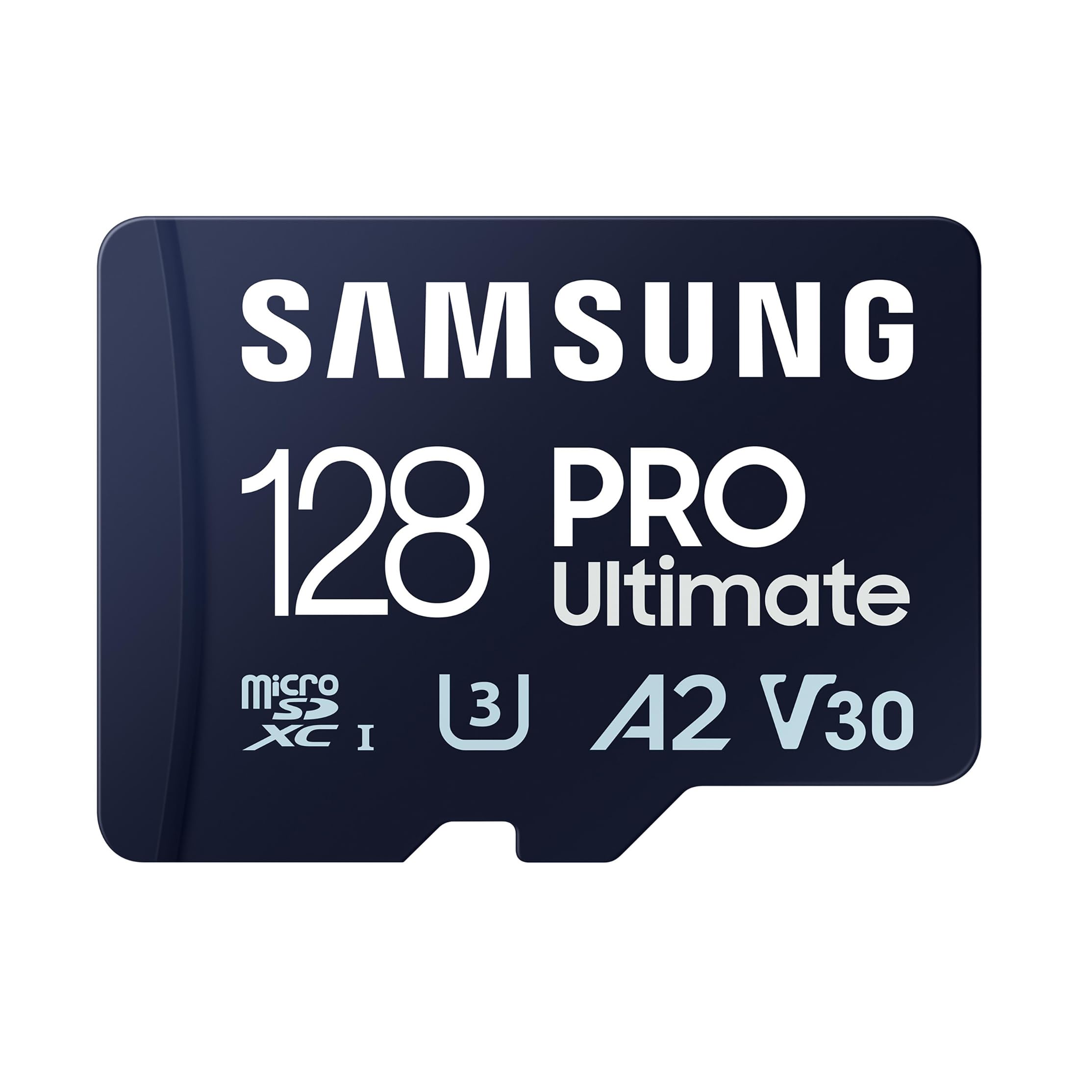SamsungPRO Ultimate microSD memory card, 128 GB, UHS-I U3, 200 MB/s read, 130 MB/s write, Includes USB card reader, For smartphone, drone or action cam
