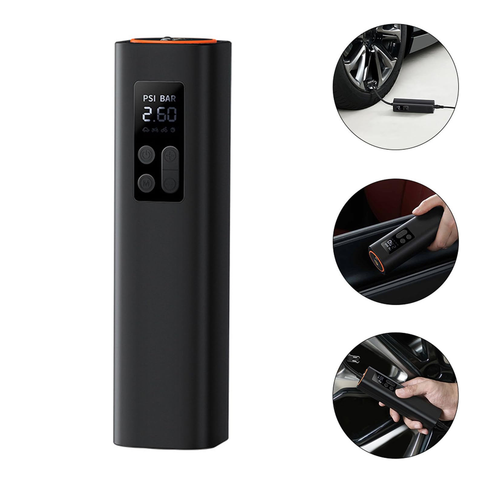 Beavorty Compresor Pantalla Coche Eléctrico de Neumáticos para Portátil y Digital y Apagado Automático, Material de Cobre Abs y Caucho Negro Bicicleta Adecuado para Senderismo y Camping