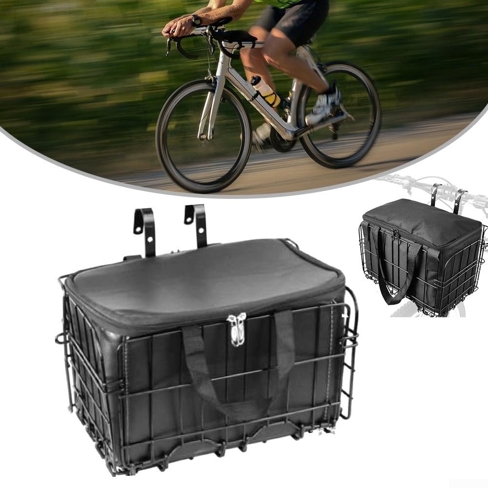 Panier Vélo Métal Noir Universel – Panier Guidon Robuste Pour Vélo, Trottinette Électrique, Porte-Objets Pratique Et Solide