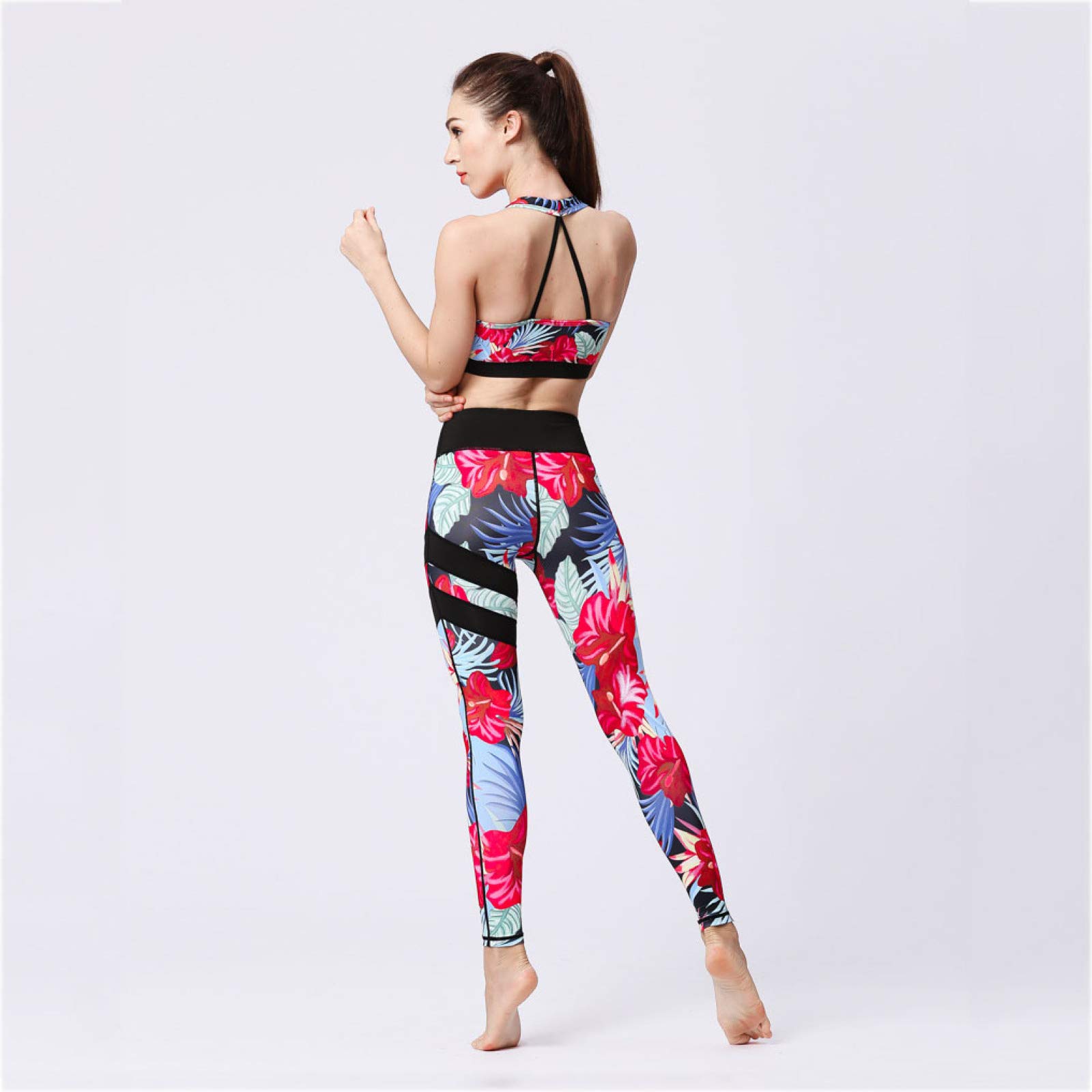 ZKHD Legginsy do jogi z nadrukiem damskie szybkoschnące plus size trening fitness spodnie elastyczne trening sportowe rajstopy, C-M