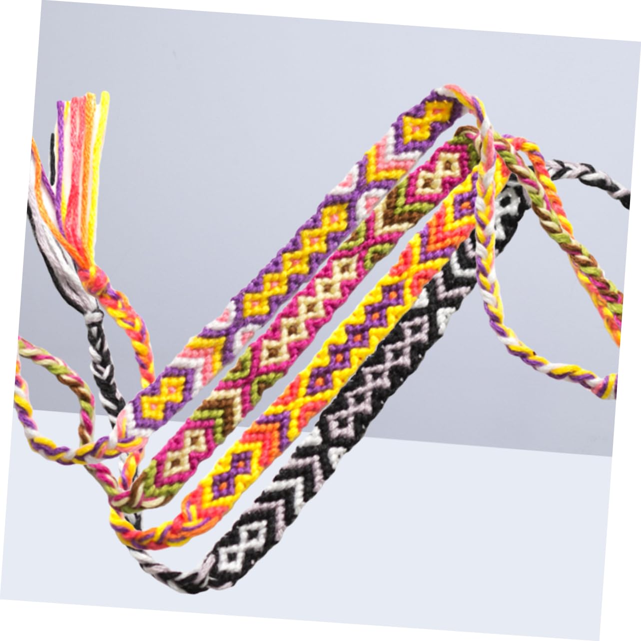 GALPADA 24piezas Pulsera De Hilo Trenzada Étnica Colorida Para Muñeca y Tobillo Hecha Mano Para Mujeres y Niñas De Amistad y Festivales