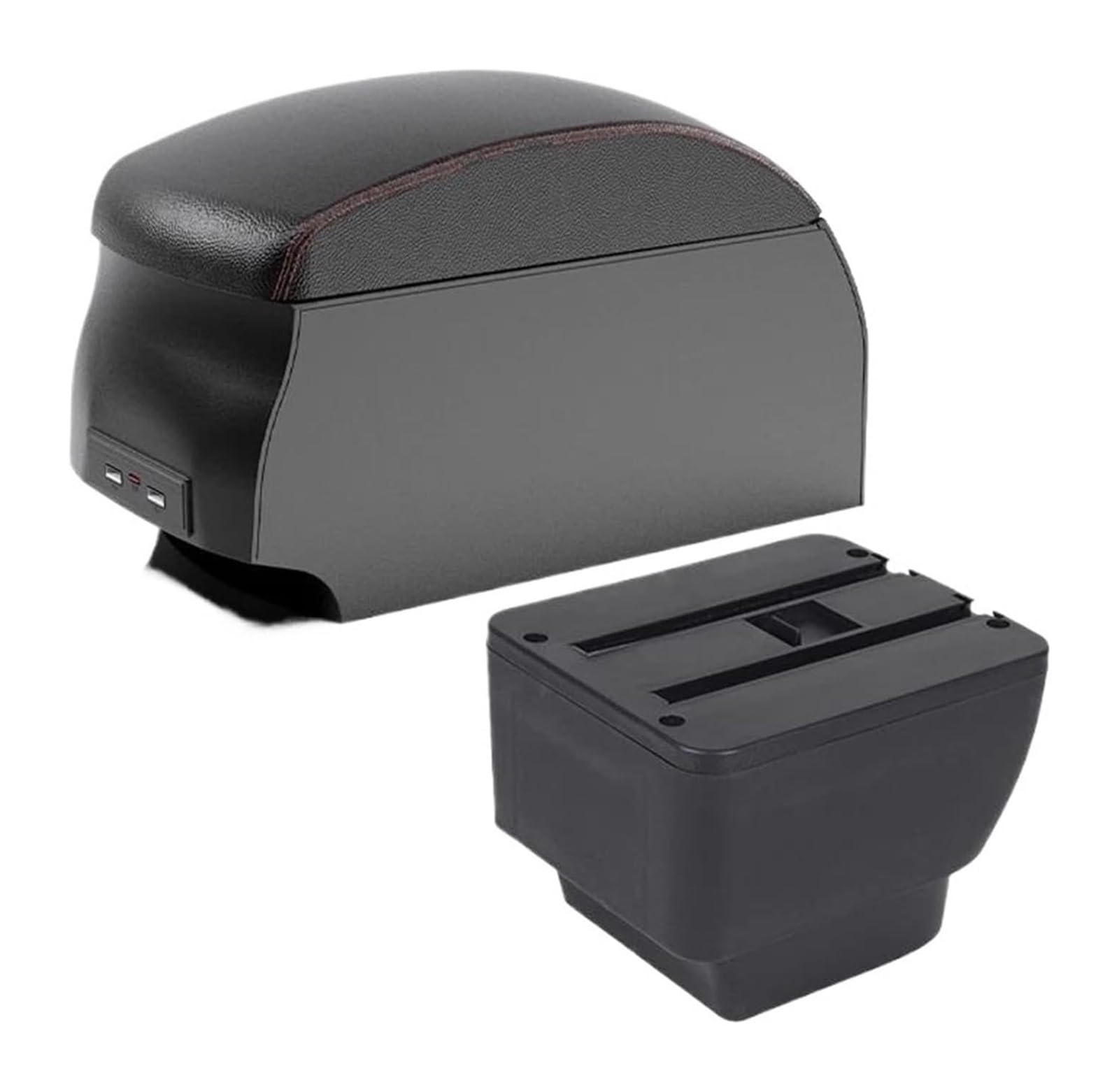 Hckclmbmzw B1 Black Red Double For Mazda 2 For Demio Armrest Car Box Retrofit Parts Storage Accessories Interior Car Armrest Center Console(B1 Black Red Double)