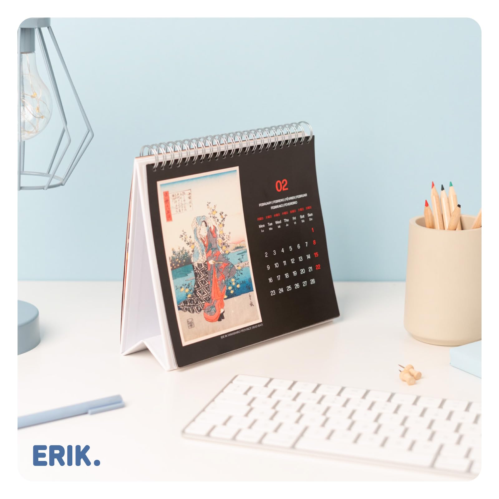 Grupo Erik Desk Calendar 2026 - Hiroshige Calendar 2026 Month To View | Monthly Desk Planner, Desktop Gifts Under 10 Pounds | Japanese Art Gifts For Friends