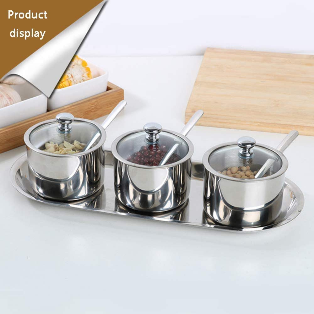 Barattoli per condimenti, Set di 3 contenitori for condimenti in Acciaio Inossidabile con(3 Jars)